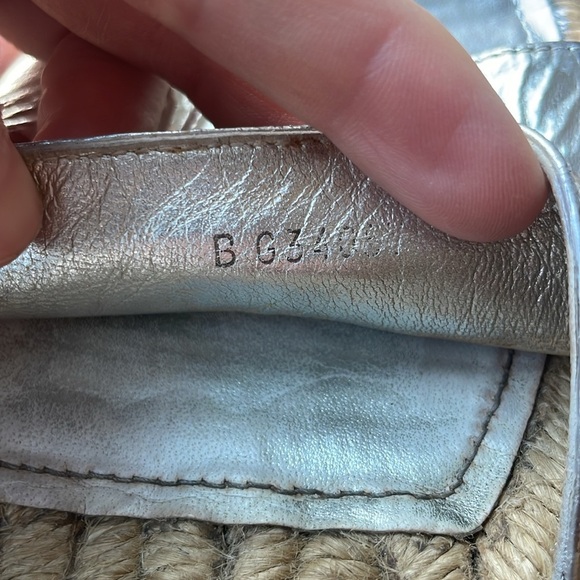 CHANEL slides sandals metallic silver espadrilles size 37 6 6.5 7 - Picture 7 of 11